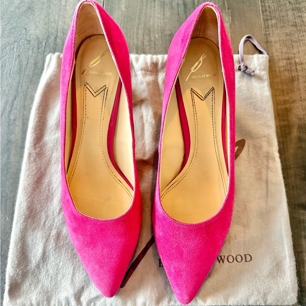 Brian Atwood Block Heel Suede Pump size 8.5 W